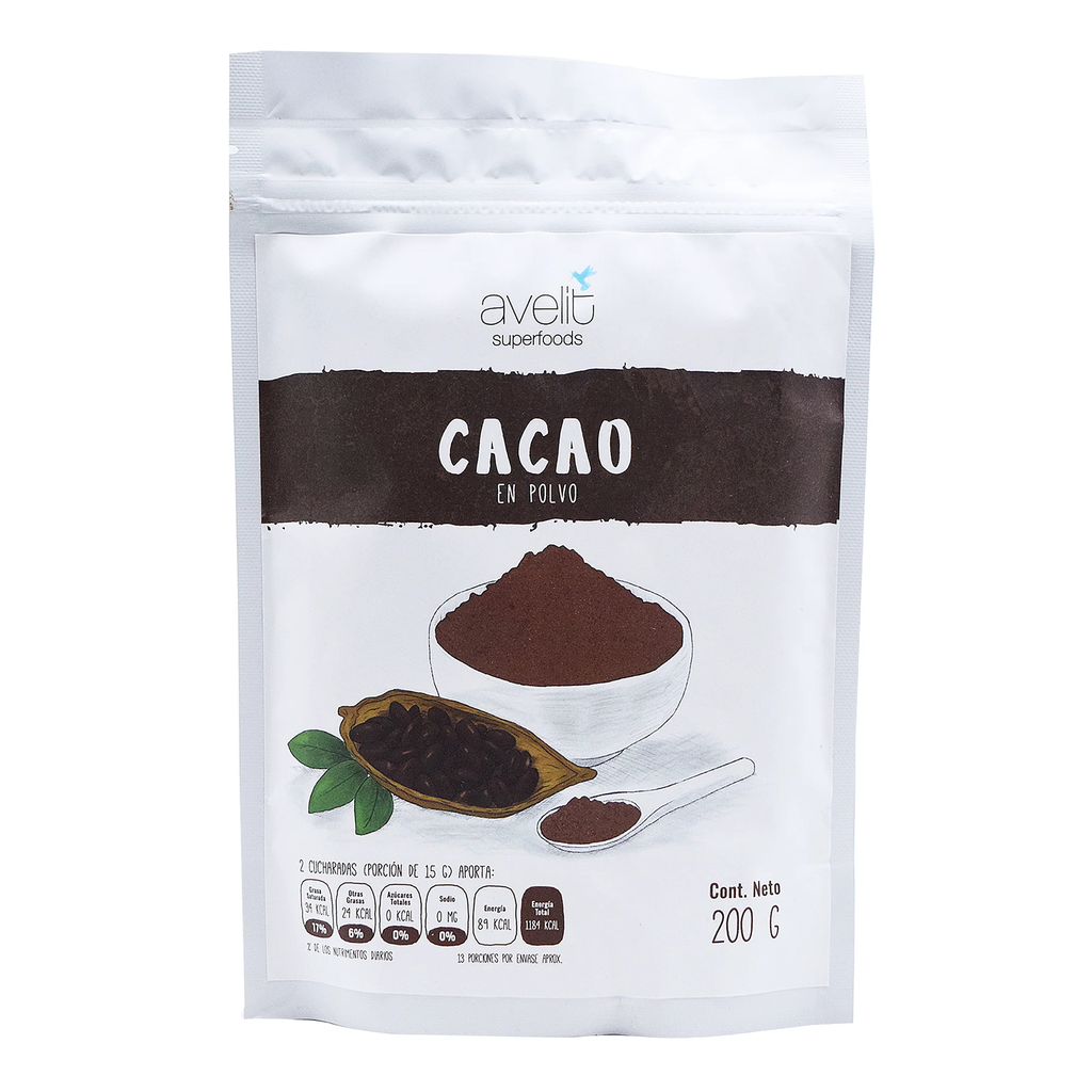 CACAO POLVO 200GR AVELIT SUPERFOODS