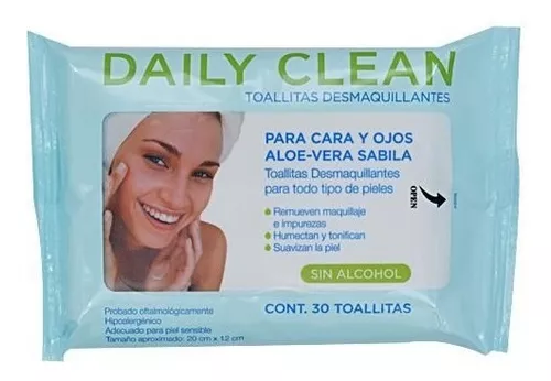 TOALLITAS DESMAQUILLANTES ALOE VERA 30PZAS DAILY CLEAN